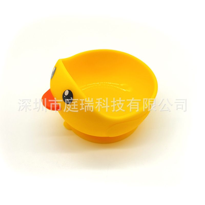 Cuenco de silicona pato suplemento alimenticio Tazón traje 316 tenedor cuchara lindo pollo lechón tazón de bebé resistente a la caída Tazón de cuchara traje