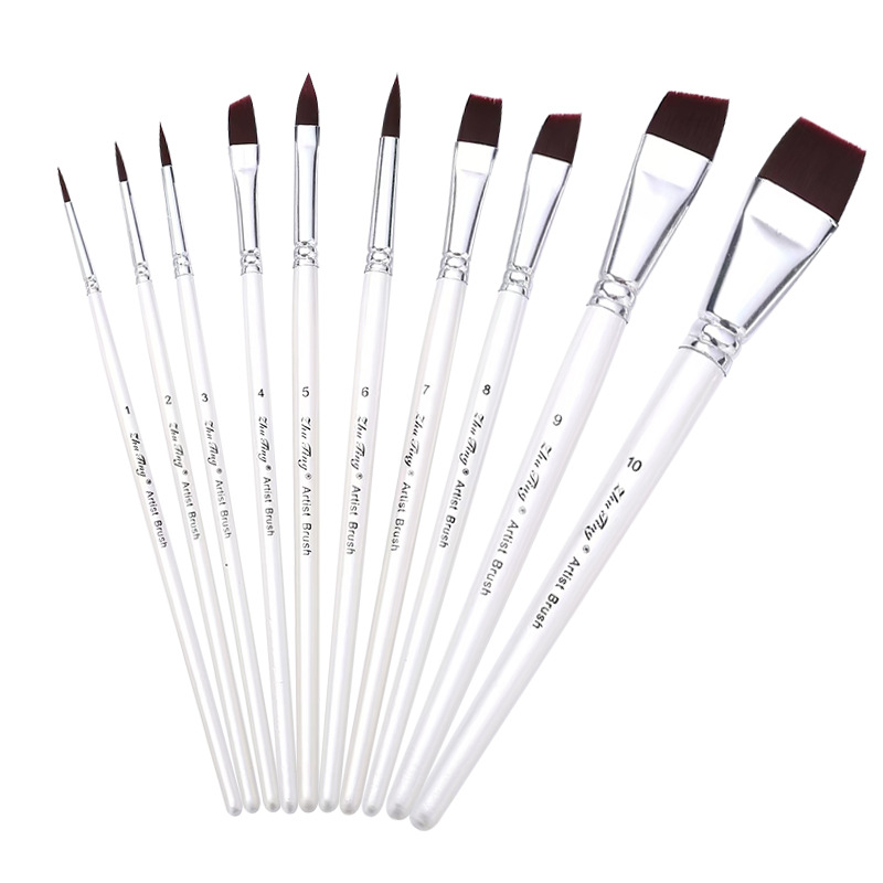 Ventas transfronterizas calientes de pintura facial cepillo de teñido de color de agua cepillo de línea de pincel de dibujo profesional de 10 piezas