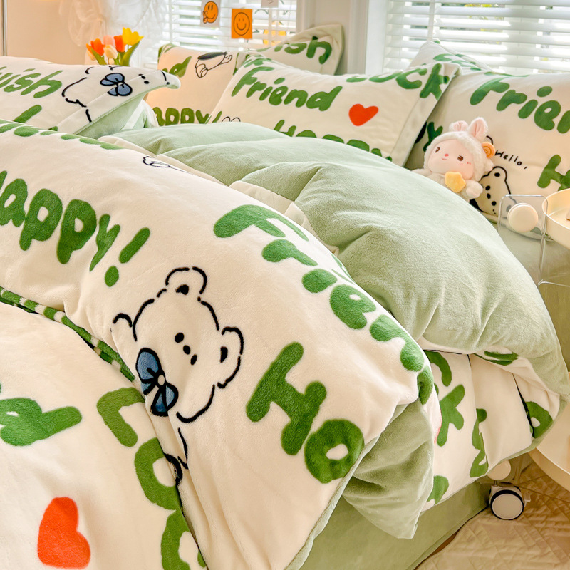Otoño y invierno leche edredón cubierta de una sola pieza de coral doble edredón grueso dormitorio de estudiantes individuales 200x230
