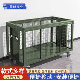 军绿色仓储笼重型移动网箱野战物资周转箱加厚货架万向轮子托盘架