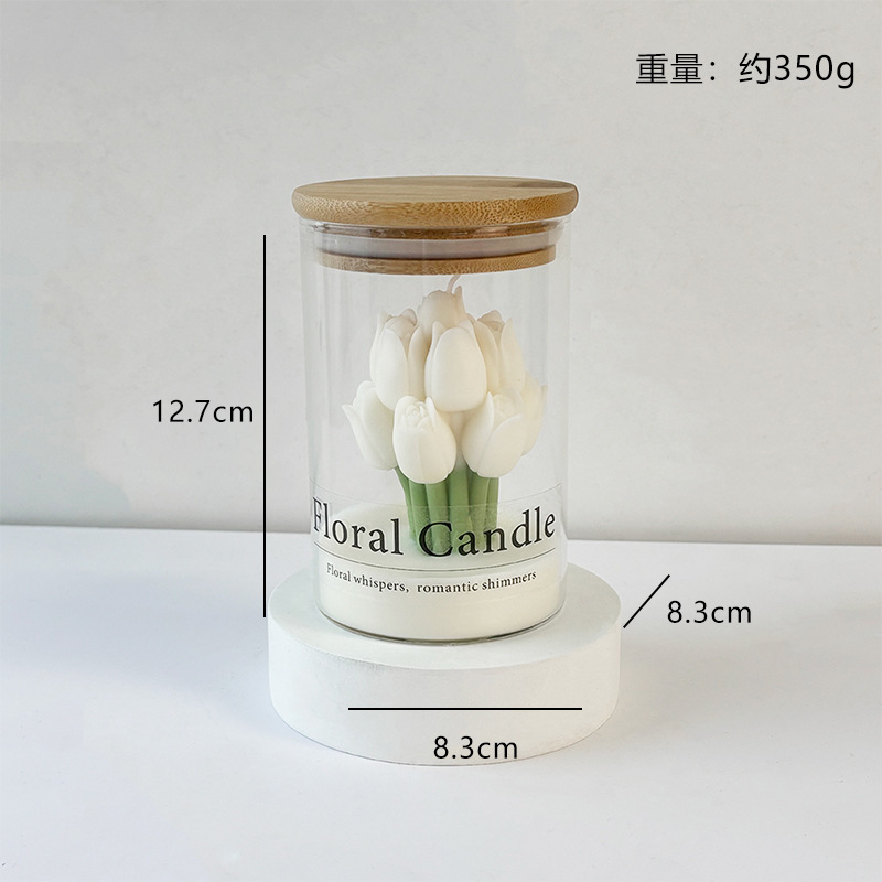郁金香花卉香薰蜡烛家居氛围感情人节礼物花朵香薰玻璃杯蜡批发|undefined