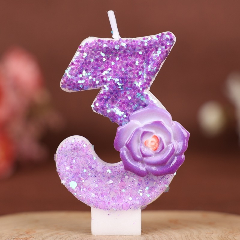 紫色の花デジタル誕生日キャンドルケーキデコレーションパーティー Xiyin クロスボーダー temu 手作りデジタルキャンドル 0-9|undefined