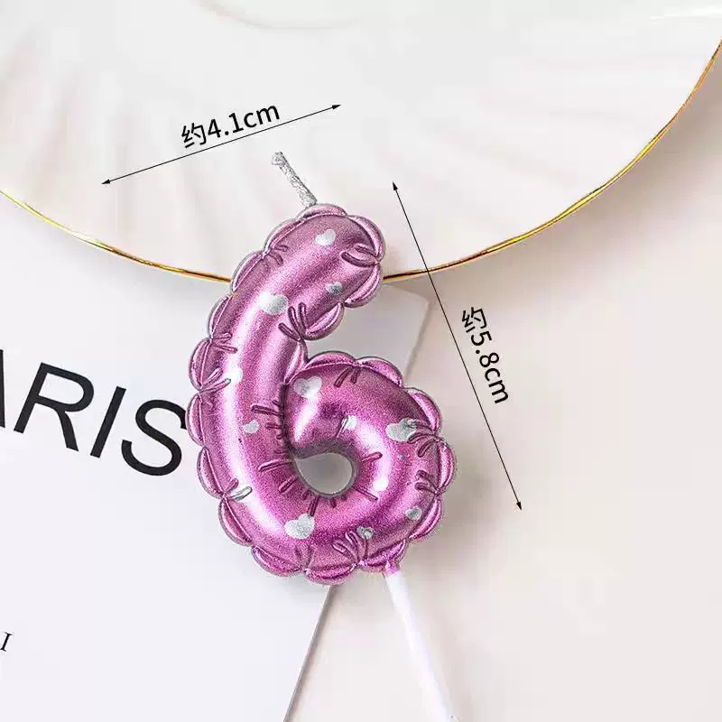 Decoración de pastel de horneado globos blancos velas digitales de color rosado gradiente inswind pastel de cumpleaños vela insert