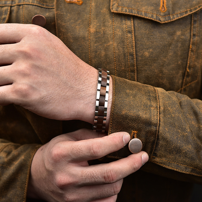 48g Weight Bracelets Classification Wood Chain Material 1 Piece Quantity Holiday, Daily Occasion Wood Material Geometric Pattern Men's Gender Vintage Style, Simple Style Style Vintage Style Simple Style Geometric Wood Men's Bracelets Men's Chain Bracelets 13