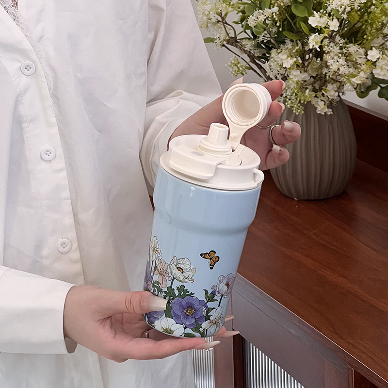 Shang 'en cerámica bebida directa taza de cerámica portable taza de cerámica creativa taza de cerámica portable taza de cerámica portable de flores