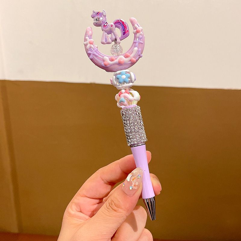 Papelería de dibujos animados para niños bolígrafo de bola giratorio personalidad creativo de diamantes hechos a mano bolígrafo de cristal regalo de estudiantes bolígrafo