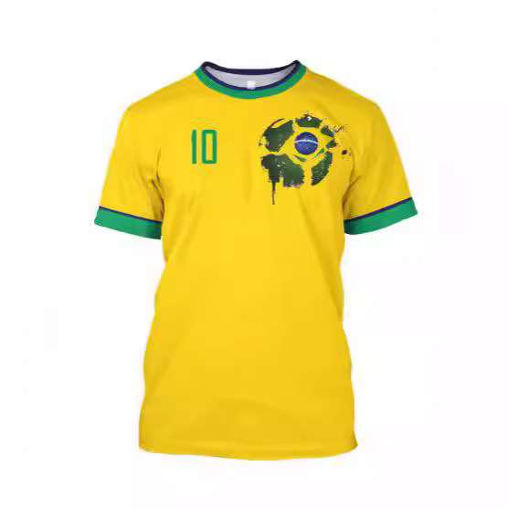 Brazilian Jersey Men's t-shirt Brazilian Flag Selection Football team Shirt O-neck Oversized Cotton Short-sleeved Men's Clothing