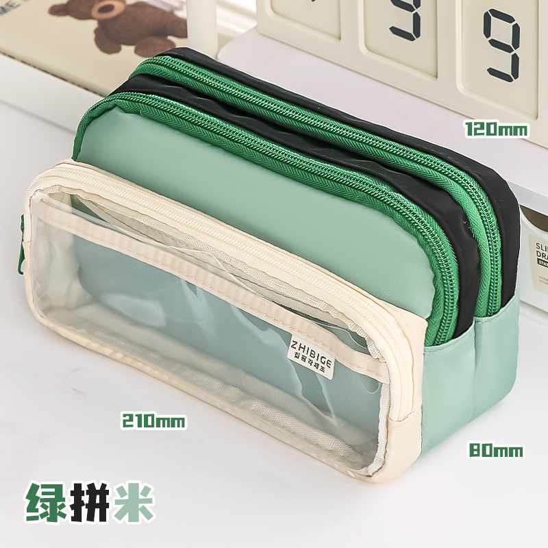拼色高颜值笔袋透明大容量阶梯文具盒ins风多功能中小学生铅笔盒|undefined