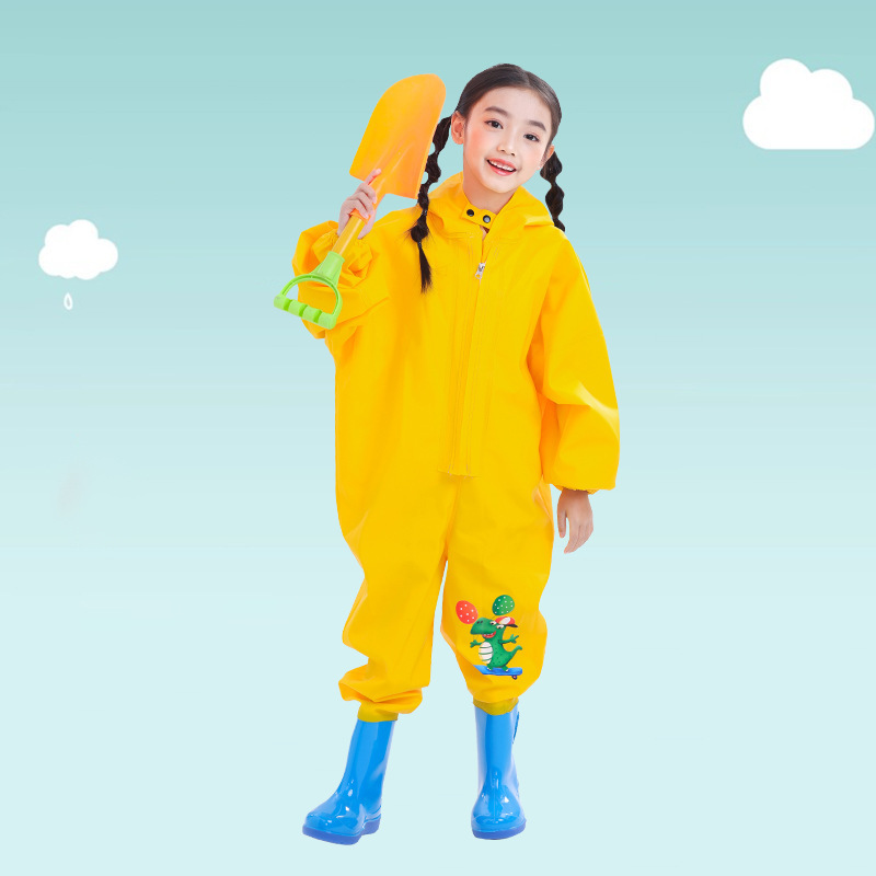 Children's One-Piece Raincoat for Boys and Girls, Full-Body Poncho, Girls' Rain Pants Set