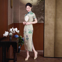ママのスリムチャイナドレス若いスタイル新しい気質中国風の婦人服中華民国レトロ改良されたエレガントなチャイナドレスレディ
