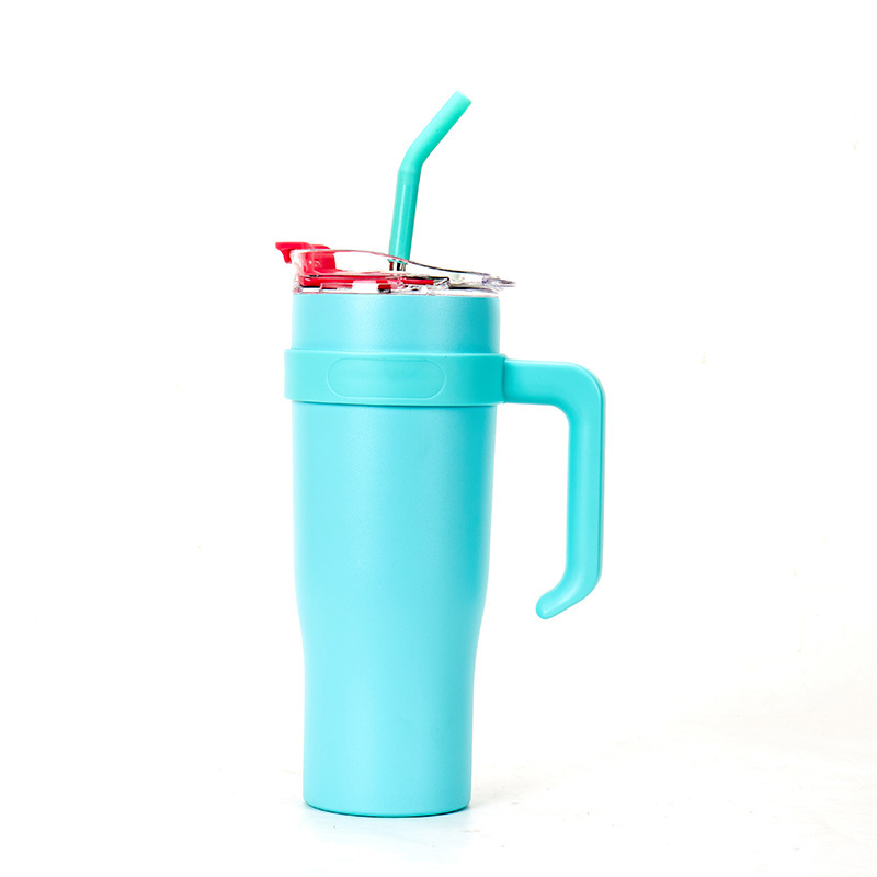 Transfronterizo nuevo 304 mango de acero inoxidable taza de coche de gran capacidad con paja taza de helado taza de vacío portátil