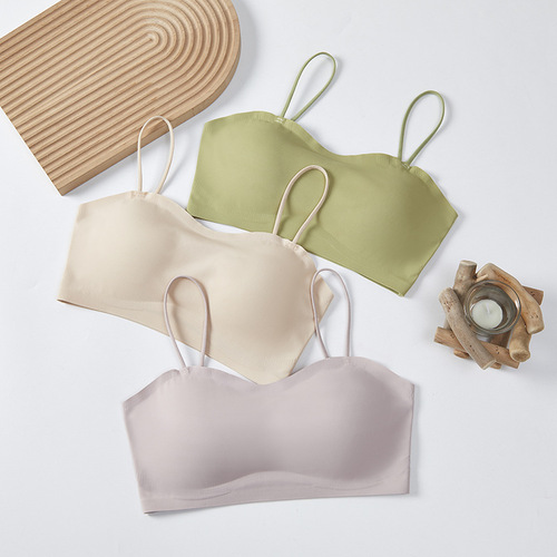 Summer thin seamless beautiful back strap bralette for women one-piece backless bra without underwire sleep bra