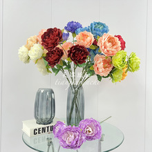 3头牡丹仿真花 油画牡丹洛阳牡丹假花婚庆婚礼堂布置家居酒店装饰