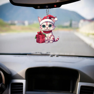 Cross-border hot sale 1 piece sandwich double-sided printing process acrylic cat keychain car pendant