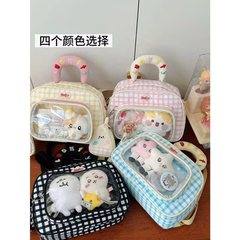 韩系ins风新款透明痛包格子斜挎包休闲百搭甜美高颜值通勤单肩包