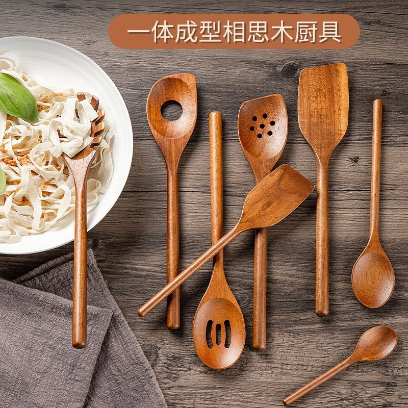 Acacia madera pala no pegajosa pala pala de verduras pala de madera sólida pala de ensalada pala de arroz pala de cocina set