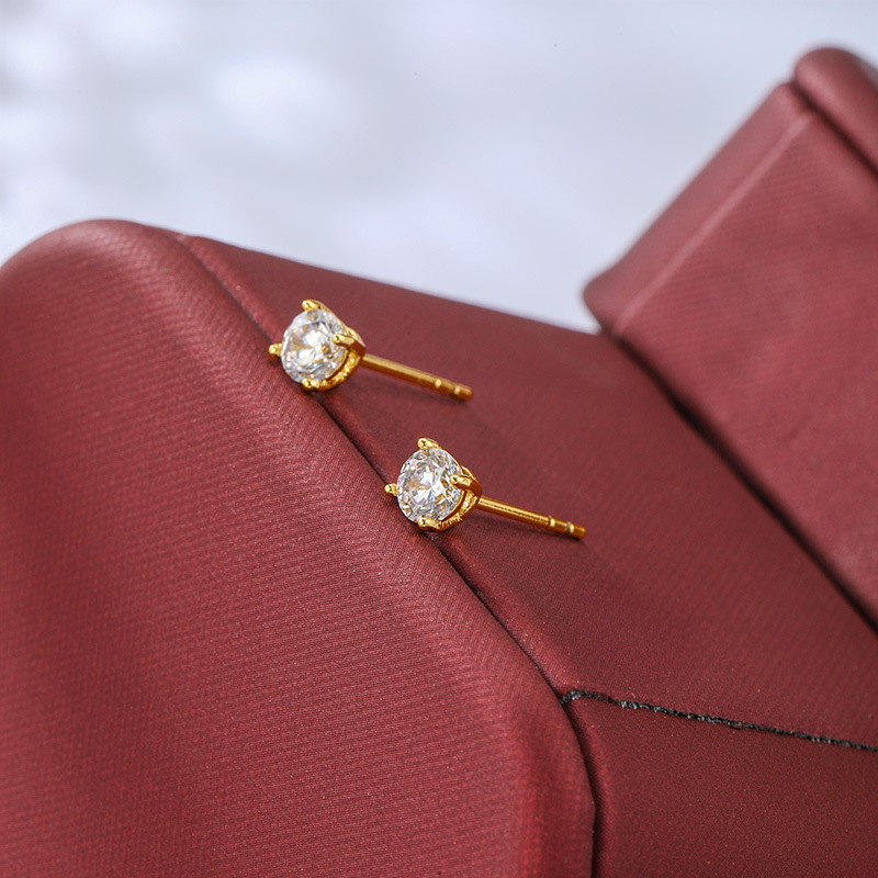 Pendientes de botón con circonita de aleación – joyería minimalista en color dorado unisex