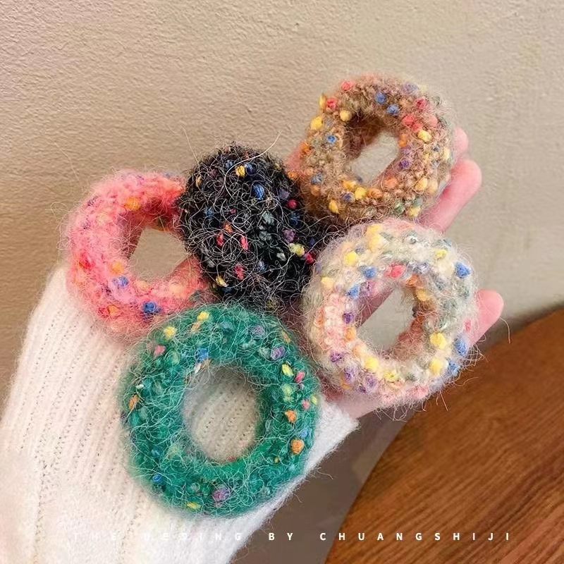 高顏值百搭毛絨頭繩糖果色毛巾圈發圈扎頭髮繩皮筋頭飾髮飾品批發