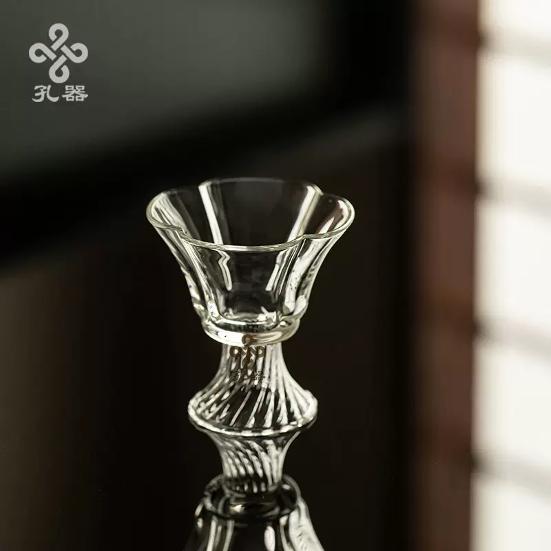 圣裔堂孔器耐热玻璃高足功夫茶杯中式家用主人杯闻香品茗杯个人杯
