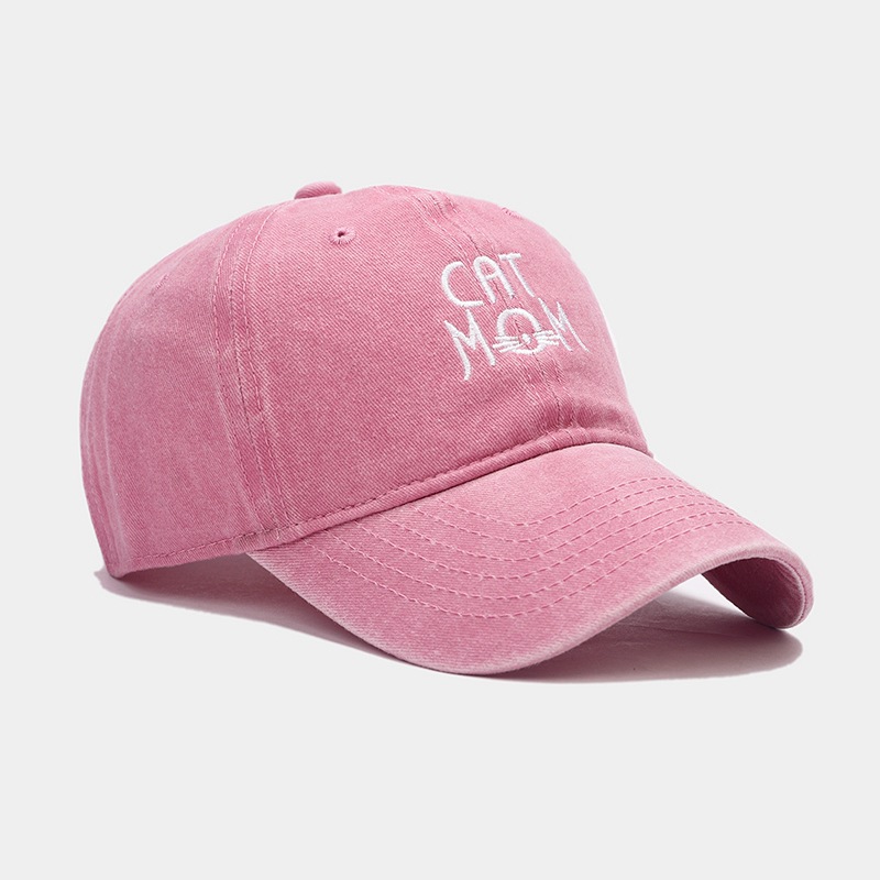 Estilo coreano moda apenada tapa superior suave enarbolada para las mujeres CAT bordado todo partido gorra de béisbol al aire libre sombrero