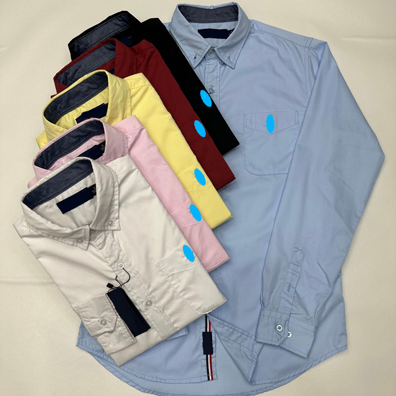 Spring and Autumn New Men's Business Casual Oxford Cotton Long-Sleeve Shirt with Polo Embroidery and Small Horse Logo Spring and Autumn New Men's Business Casual Oxford Cotton Long-Sleeve Shirt with Polo Embroidery and Small Horse Logo