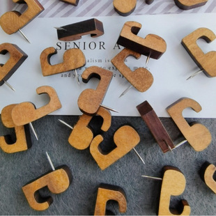 Ins Solid Wood Hook Pin Vintage Wooden I-shaped Nail Keychain Storage Pin Nail Felt Message Board Cork Nail