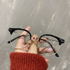 Oscar Na Na style glasses frame, bare skin magic, metal half-frame, blue light and radiation protection, can be matched with myopic glasses frames for men