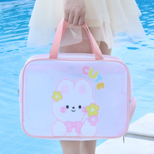 Swim bag for children, dry-wet separation, waterproof storage bag for boys and girls, sports portable, cute cartoon beach tote bag