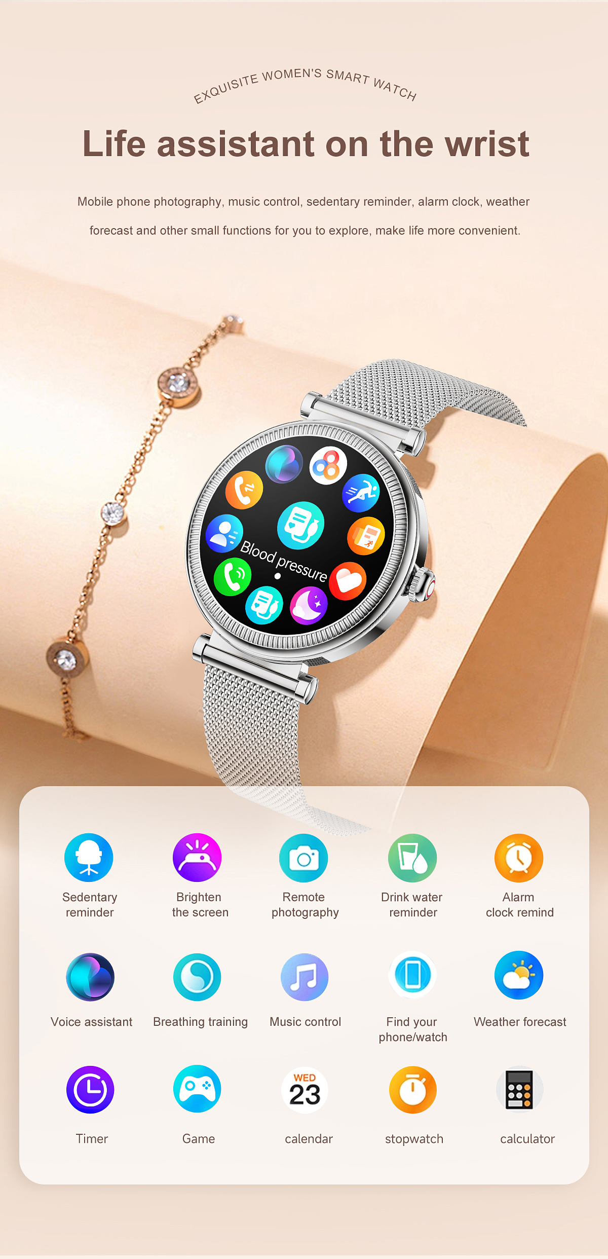 Smartwatch For Women With Colourful Light Pedometer And Round Screen_voghion.com