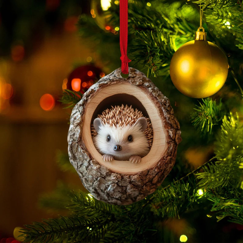 Nuevos búhos transfronterizos, osos, adornos de Navidad, colgantes de árbol de Navidad, colgantes de acrílico de impresión plana 2D