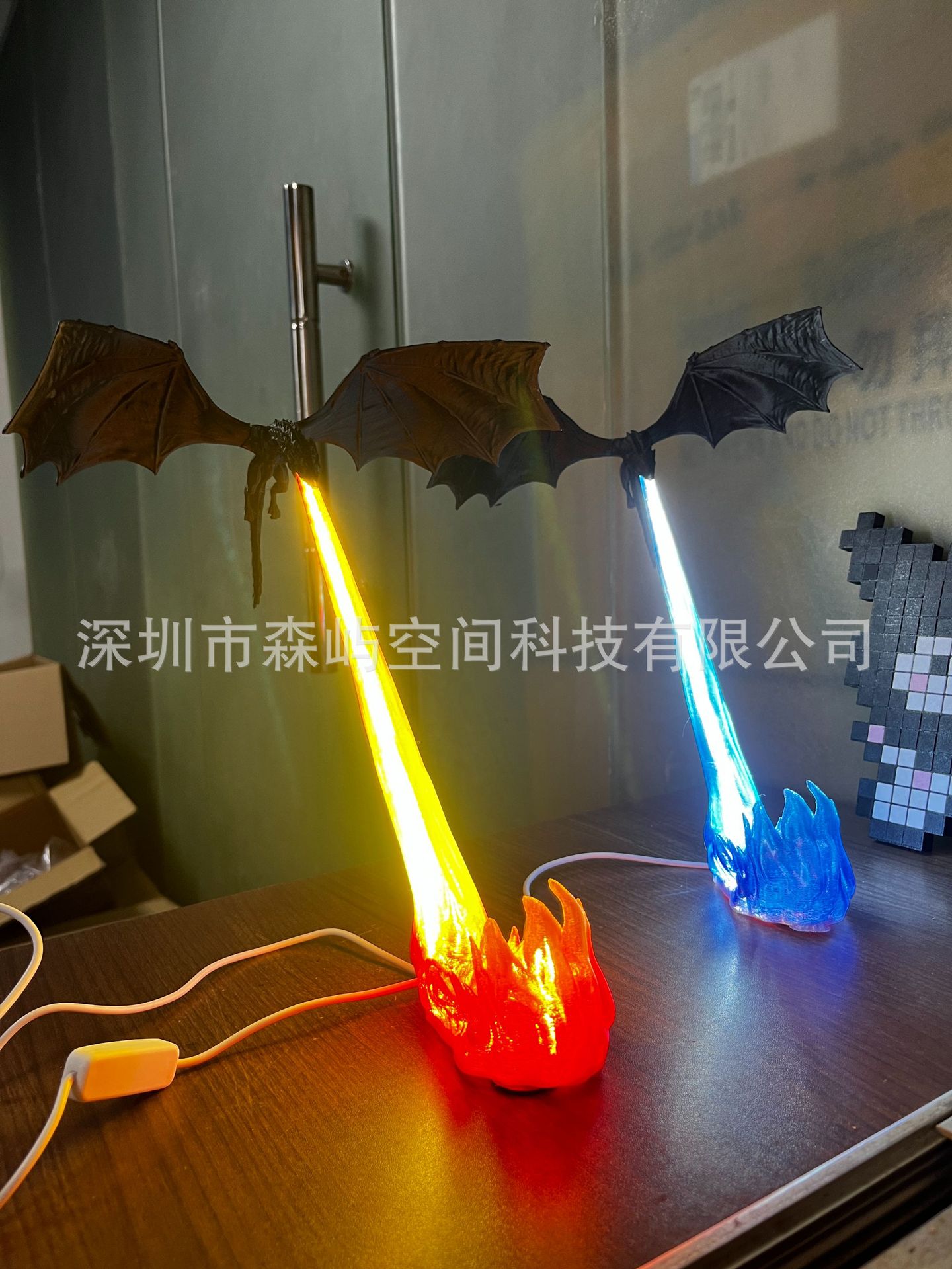 亚马逊新品3d打印Dragon Bookshelf Nook Light龙焰龙息桌面装饰