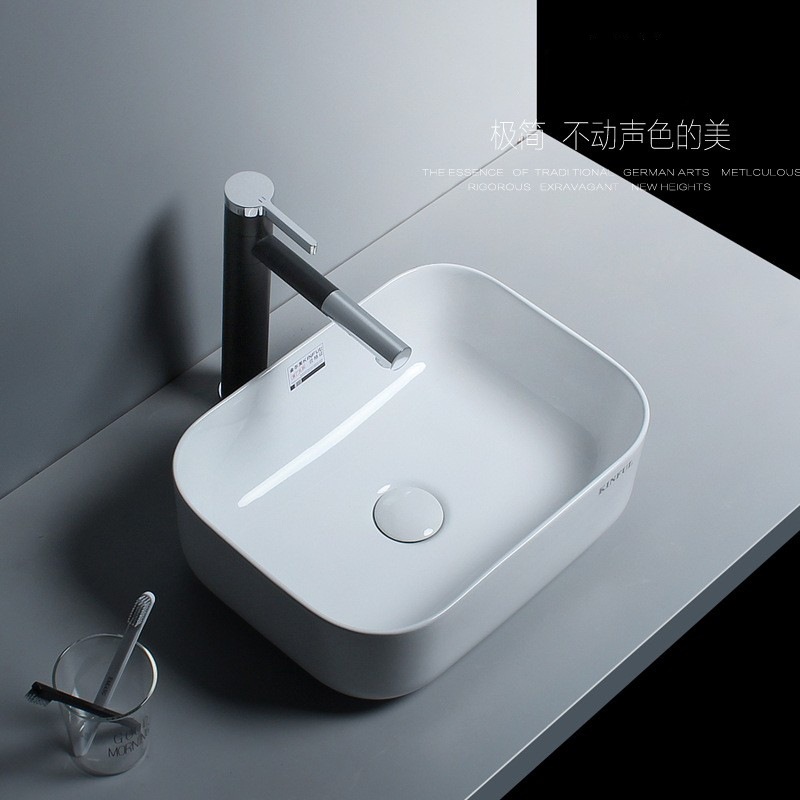 簡約陶瓷台上盆小尺寸300寬洗手盆方形洗臉盆陽台洗衣機櫃小號盆