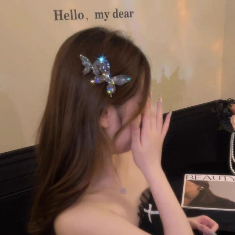 超仙网红ins轻奢甜美超闪头饰发卡发饰夹子边夹超仙的蝴蝶发夹女|undefined