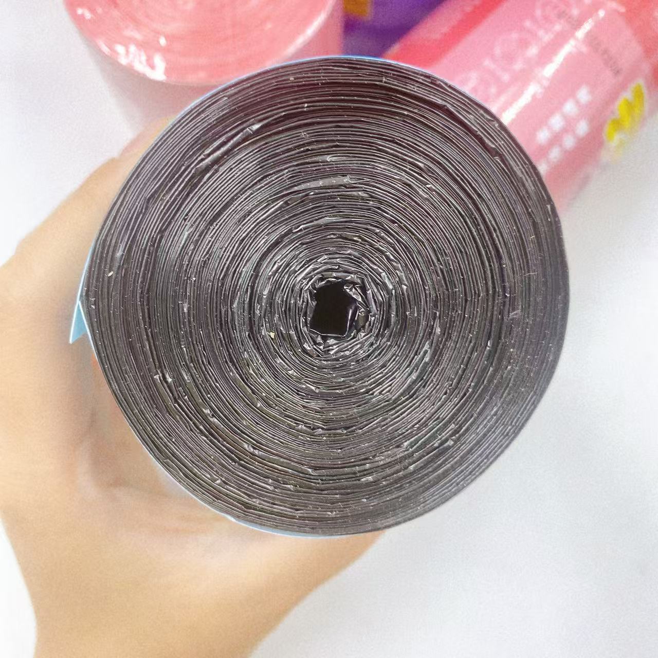 Bolsa de basura de boca plana doméstica de espesamiento punto de rotura de color negro gran rollo de bolsas de plástico desechables comerciales de restaurantes