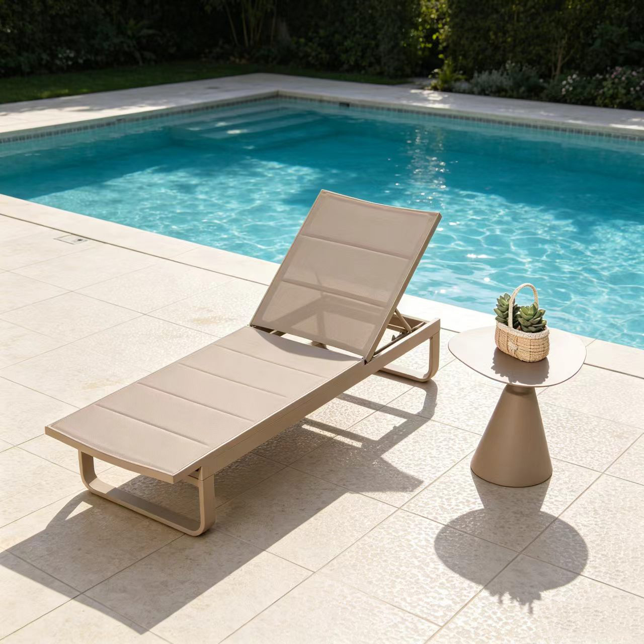 Silla de piscina, silla de playa anticorrosión de aleación de aluminio, tumbona de piscina de alta gama para hoteles y B&B, tumbona portátil image 14