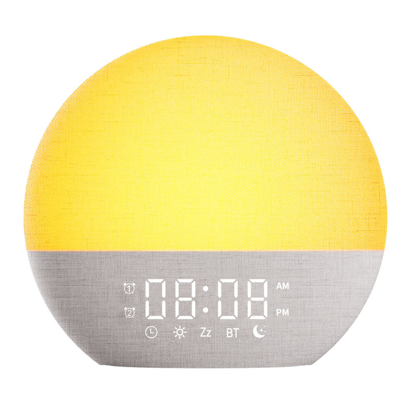 Best-selling fabric sunrise wake-up light, sunset white noise sleep Bluetooth speaker, LED colorful night light alarm clock