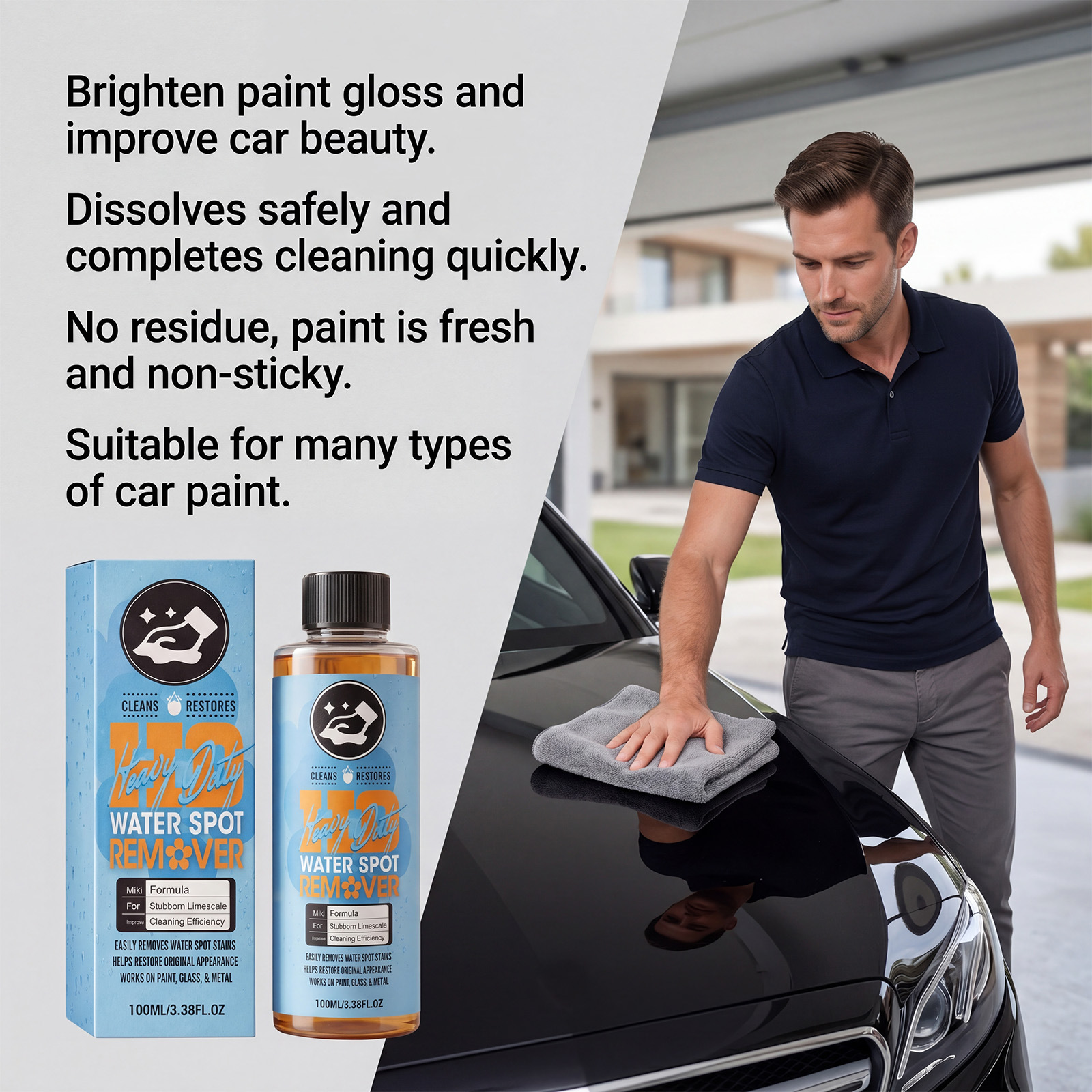 Car Water Stain Cleaner, Convenient Cleaning for Car Windows and Windshields, Daily Shine Maintenance