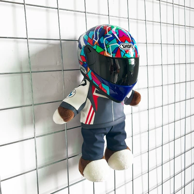 Motosiklet dəbilqələri, Motorcycle Doll Helmet Bear - height-28cm-peacock-blue-flower-skinned-bearshoei-flower-ant-upgraded-tail-wing