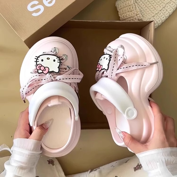 Cute Cartoon Strap Closed-Toe Clogs for Women, 2025 Summer New Style, Small Thick-Soled Outdoor Beach Shoes, Clogs