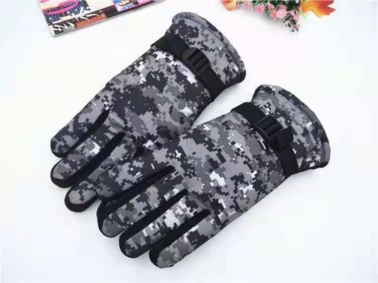 Guantes de camuflaje otoño e invierno con forro polar cálido a prueba de viento impermeable antideslizante conducción deportiva guantes al aire libre