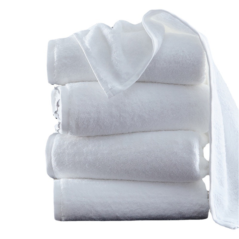 Hotel Bath Towel Pure Cotton White Hotel Beauty Salon Bed Bath Towel Thickeneded and Absorbent Logo Five-Star Bath Towel