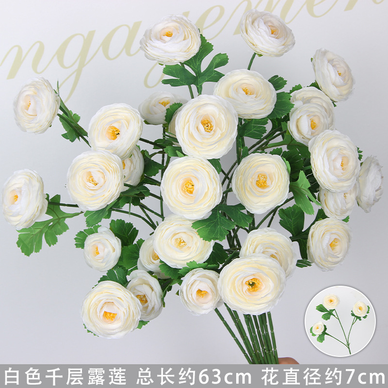 Bodas de flores de seda de imitación blanca flores falsas decorativas floral sala de bodas floral hogar ramo único camino de introducción de flores