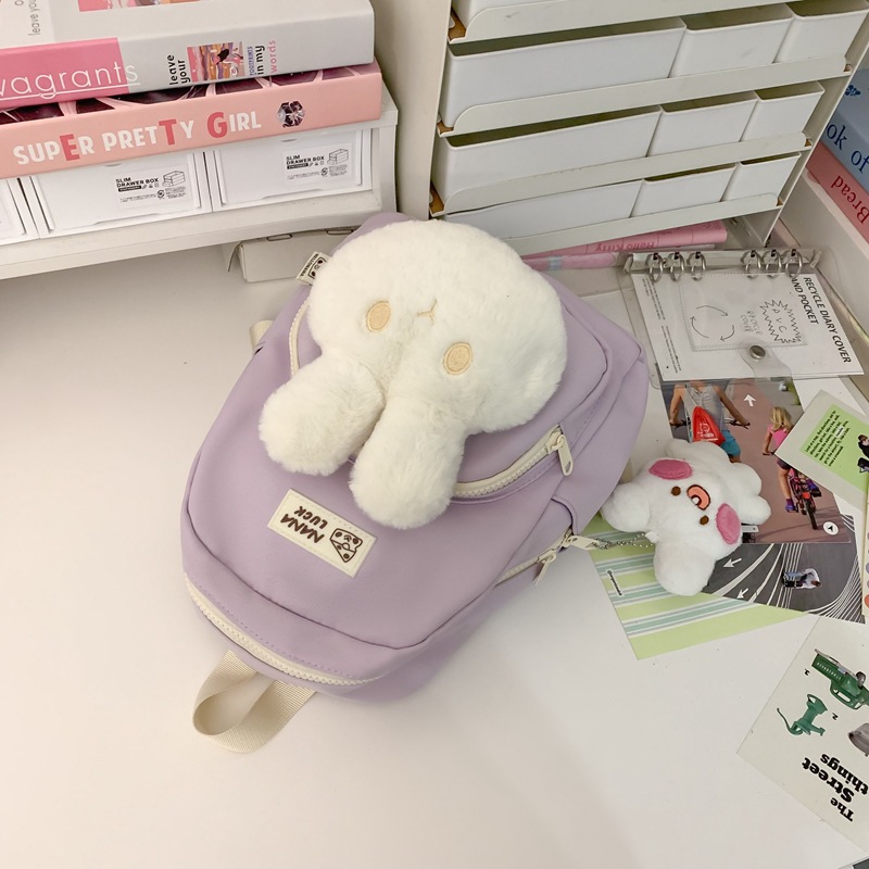 귀여운 작은 토끼 인형 가방 새로운 경량 캐주얼 나일론 SCHOOLBAG 야외 여행 쇼핑 소녀 배낭