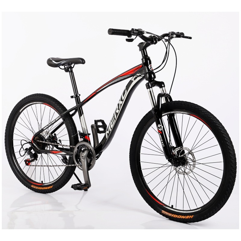 轻便有珠脚踏变速硬车架自行车TENGKE黑色双碟刹自行车