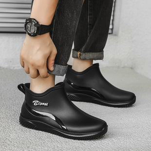 Couples Short Tube Men's Rain Boots Summer Kitchen Non-slip New Waterproof Rubber Shoes Short Tube Labor Protection Water Shoes Outdoor Rain Boots for Women