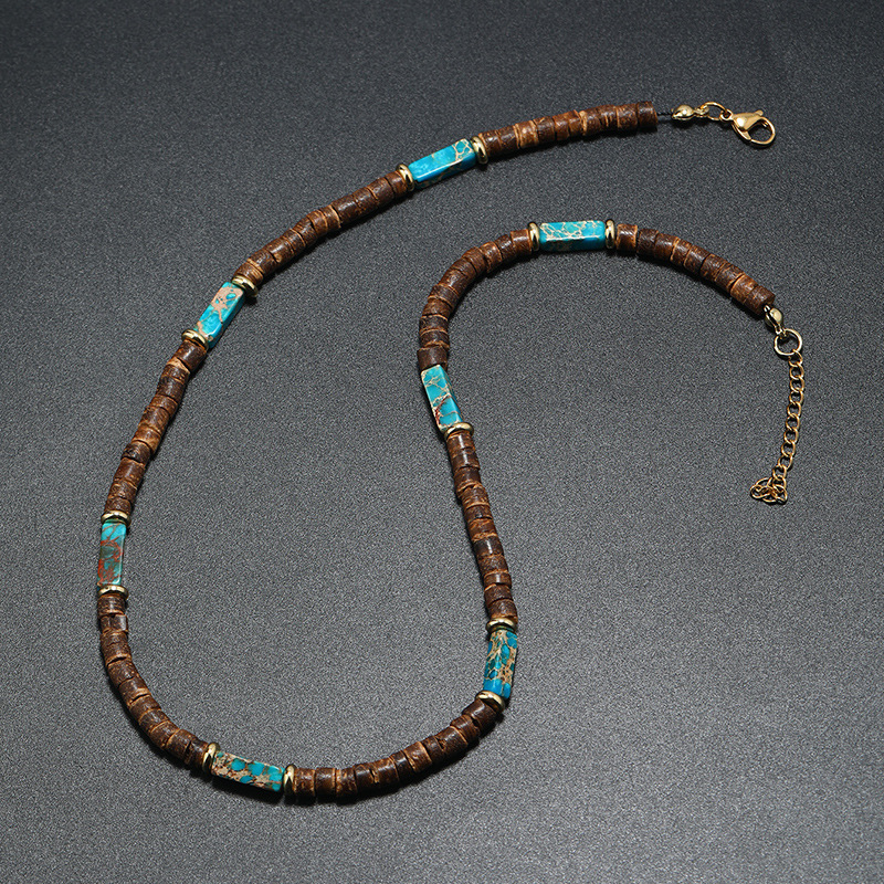 Travel Occasion Alloy, natural stone, Coconut Shell Material Ethnic Style Geometric Alloy Natural Stone Coconut Shell Beaded Men's Necklace