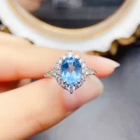Новый натуральный топазовый камень кольцо S925 серебро инкрустированный основной камень 7*9 мм