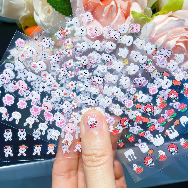 儿童卡通指甲贴公主宝宝防水美甲贴花小孩玩具小兔子背胶美甲贴纸|undefined