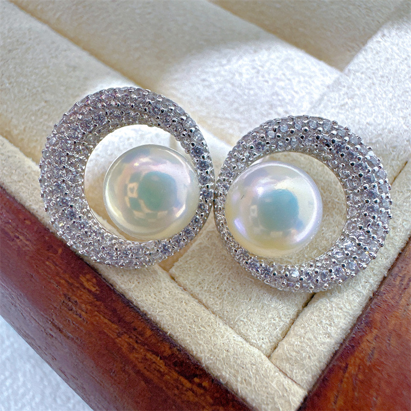 26g Weight Pearl, Zircon Inlay Material Pendant Necklace, Earrings Classification cable chain Chain Type Holiday, Daily Occasion Circle Pattern Women's Gender Inlay Design Casual, Simple Style Style Casual Simple Style Inlay Circle Pearl Zircon Pendant Necklace Earrings 8