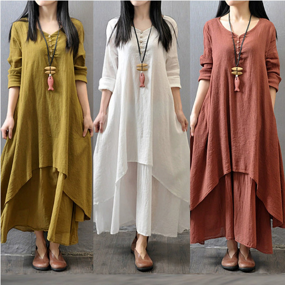 2024 Spring and Autumn Holiday Two-Piece Long Dress Literary Flared Linen Dress Loose Long Sleeve Cotton Linen Dress 2024 Spring and Autumn Holiday Two-Piece Long Dress Literary Flared Linen Dress Loose Long Sleeve Cotton Linen Dress
